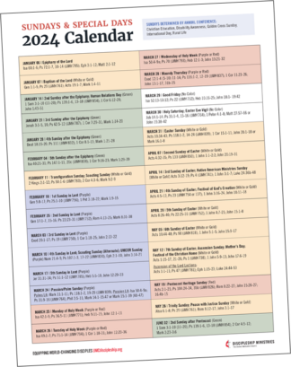 Revised Common Lectionary Sundays Special Days Calendar