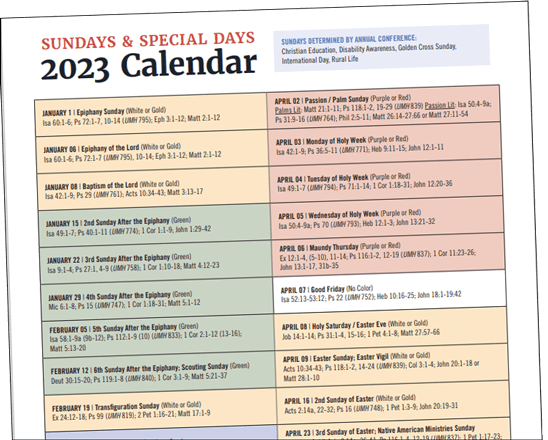 2023 Revised Common Lectionary Sundays & Special Days Calendar –  Discipleship Ministries Store